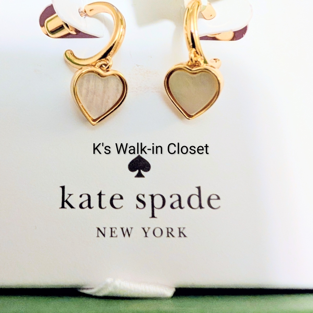 Kate Spade Cream and Gold Heart Earrings